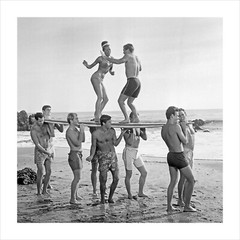 Surfers Beach Party Photography Vintage Surfers Poster Black and White Photo