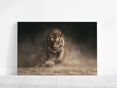 Running Tiger Wall Art, Modern Wildlife Animal Decor, Nature Photography Canvas