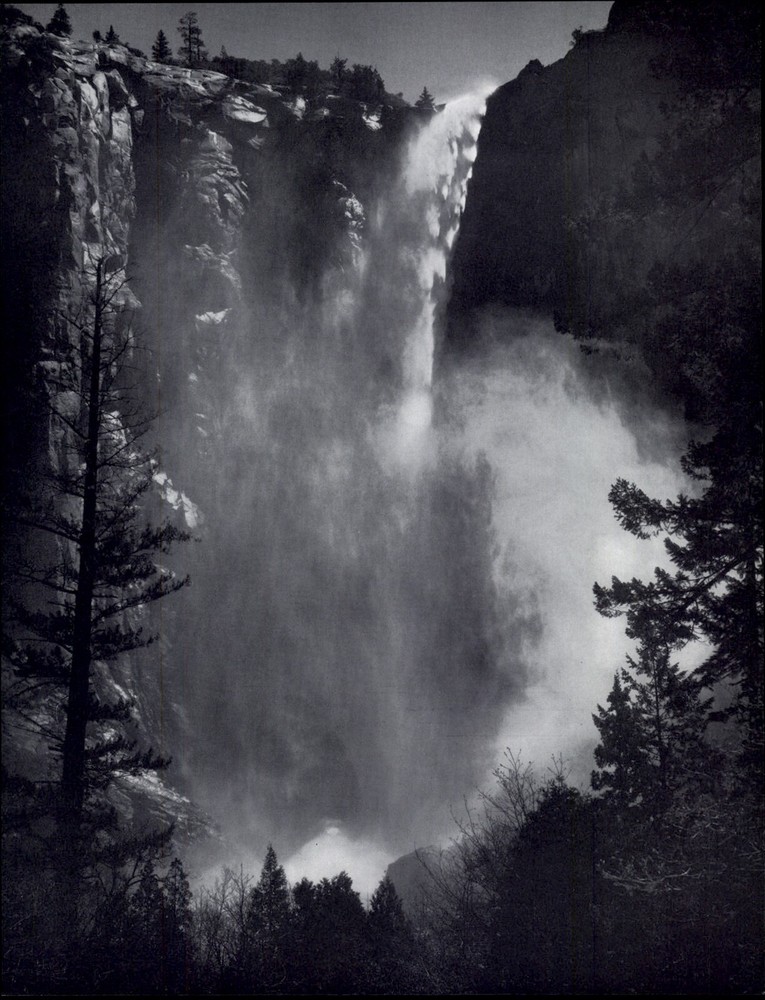 1959 Ansel Adams Bridal veil Falls Yosemite Valley National Park Art Photo