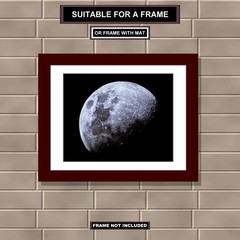 Moon Decor, 8×10 inch Print, 65 Percent Full Moon (Waxing Gibbous Phase) M7865