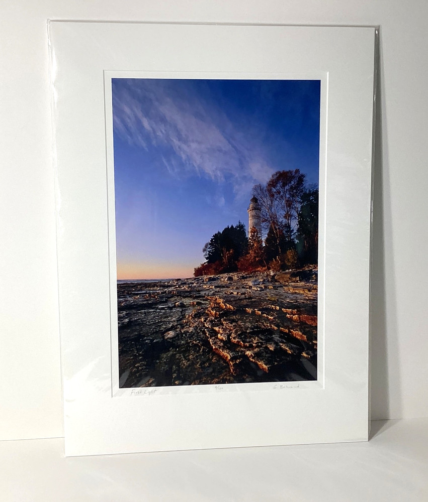 Fine Art Photograph First Light at Cana Island Lighthouse WI Signed & Matted
