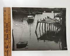 Vintage Large Black & White Photograph Photography Print Nautical Dock Sail Boat