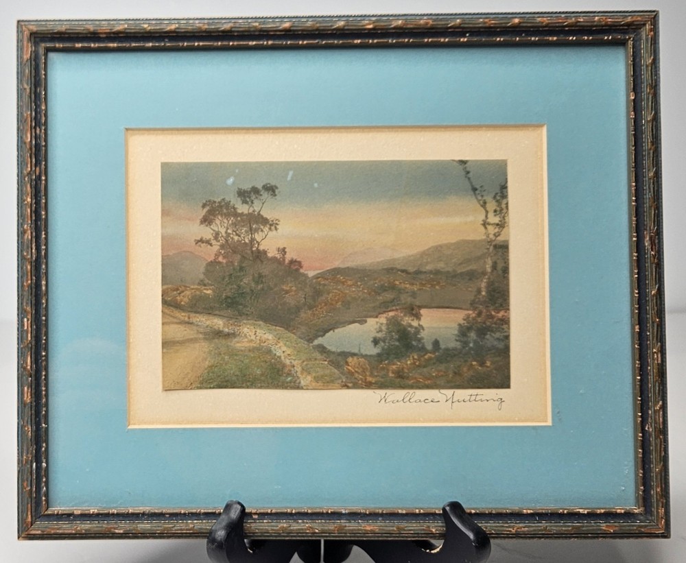 Antique Wallace Nutting 1920’s Framed Signed Mountainscape Hand Tinted Photo