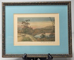 Antique Wallace Nutting 1920’s Framed Signed Mountainscape Hand Tinted Photo