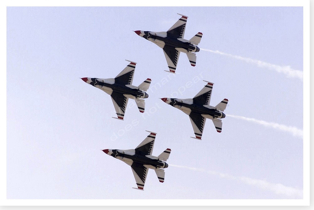 USAF Air Force Thunderbirds Four Ship F-16 Aerial Formation Silver Halide Photo