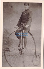 Photo Postcard Man on Bicycle around 1914 Probably Repro of the 1940s? high wheel