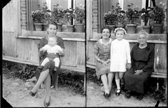 Double Family Portraits In Front Of The House Negative Photo Glass Circa 1940