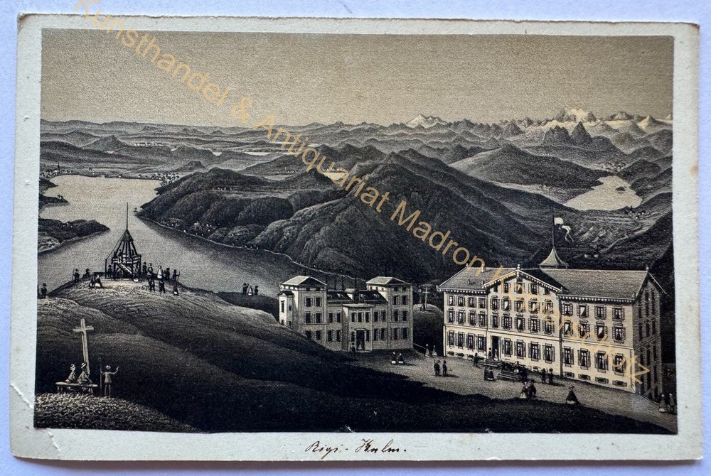 orig. CDV photo photograph lithograph 1866 Rigi Kulm central Switzerland Dikenmann