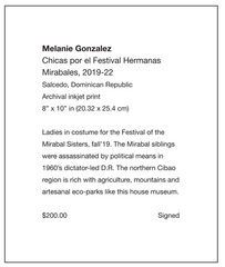Chicas en Fest. Hmnas Mirabales, 8″ x 10” photo art by Melanie Gonzalez, 2019-22