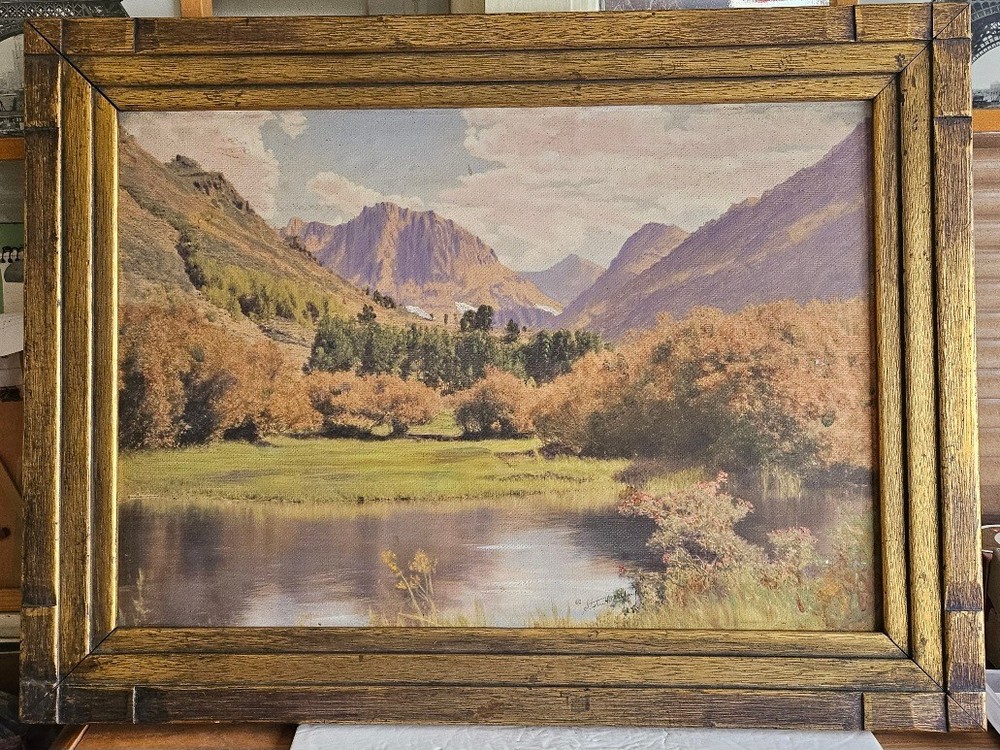 Stephen H. Willard (1894-1966) Large Color Photo-Painting Of Mountain Scene CA