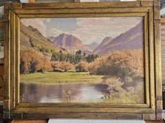 Stephen H. Willard (1894-1966) Large Color Photo-Painting Of Mountain Scene CA