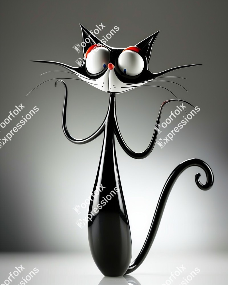 Set Of (5) Original Digital Art Images Of Various Feline Cat Abstract Wall