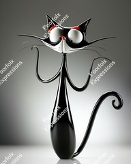 Set Of (5) Original Digital Art Images Of Various Feline Cat Abstract Wall