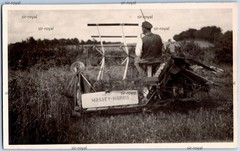 Massey-Harris Farm Machine 1930s Agriculture Field Work RPPC Photo Postcard 14x9cm