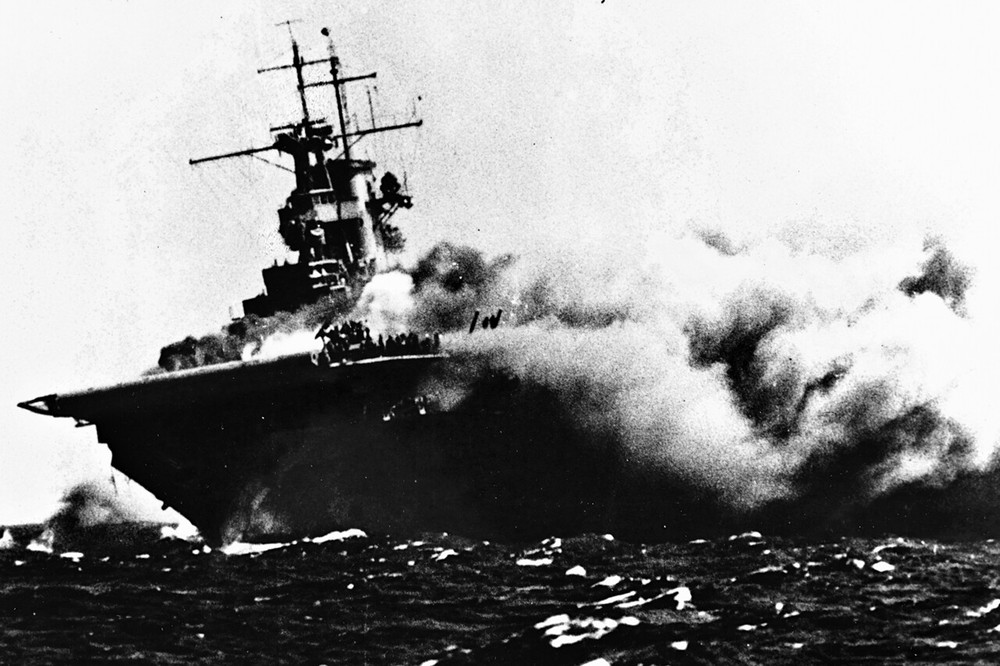 New World War II Photo: USS Wasp Burns after Torpedo Hit, Guadalcanal – 6 Sizes!