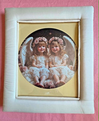 NEW. Custom Framed Angel Theme 2D Flat Aluminum Round 8×8 inch