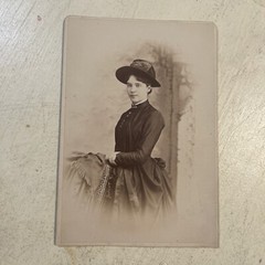black-And-White 7 X 4“ Woman Sitting Hands On Lap 1800s Portrait
