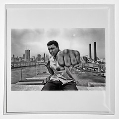 SIGNED Thomas Hoepker Print – Muhammad Ali left fist Chicago skyline. 1966 CHAMP