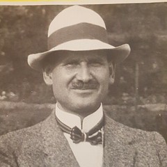 Photo Antique, Vintage, Young Man with White Hat, Stand Collar, Mustache, Excellent
