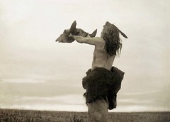 Mandan Man, Offering Buffalo Skull, Edward S. Curtis Orig, 5×7 New Print $4.49