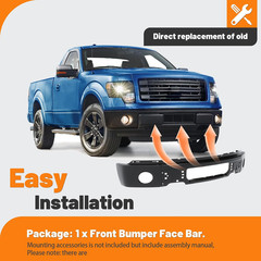 Front Bumper Face Bar Compatible with 2009-2014 Ford F150 W/Fog Light Holes Repl
