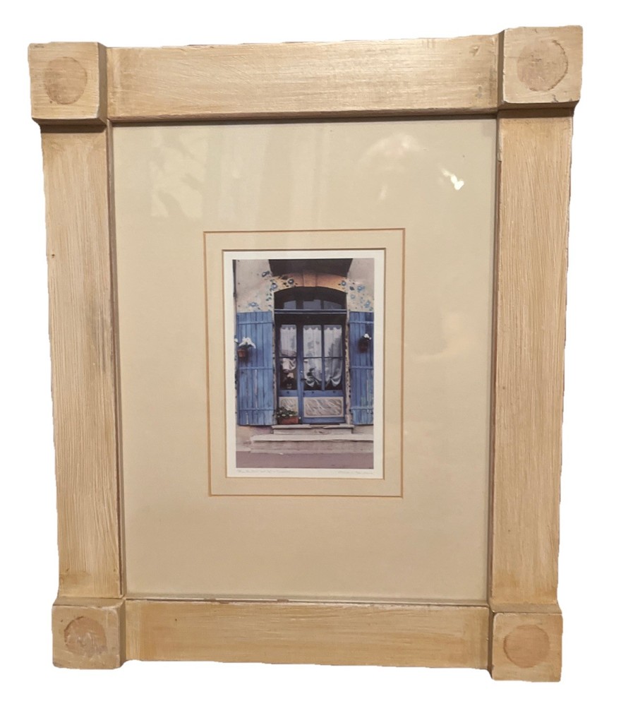Barbara Sanson Art Photograph Print Blue Shutters And A Cat Provence Mat Framed