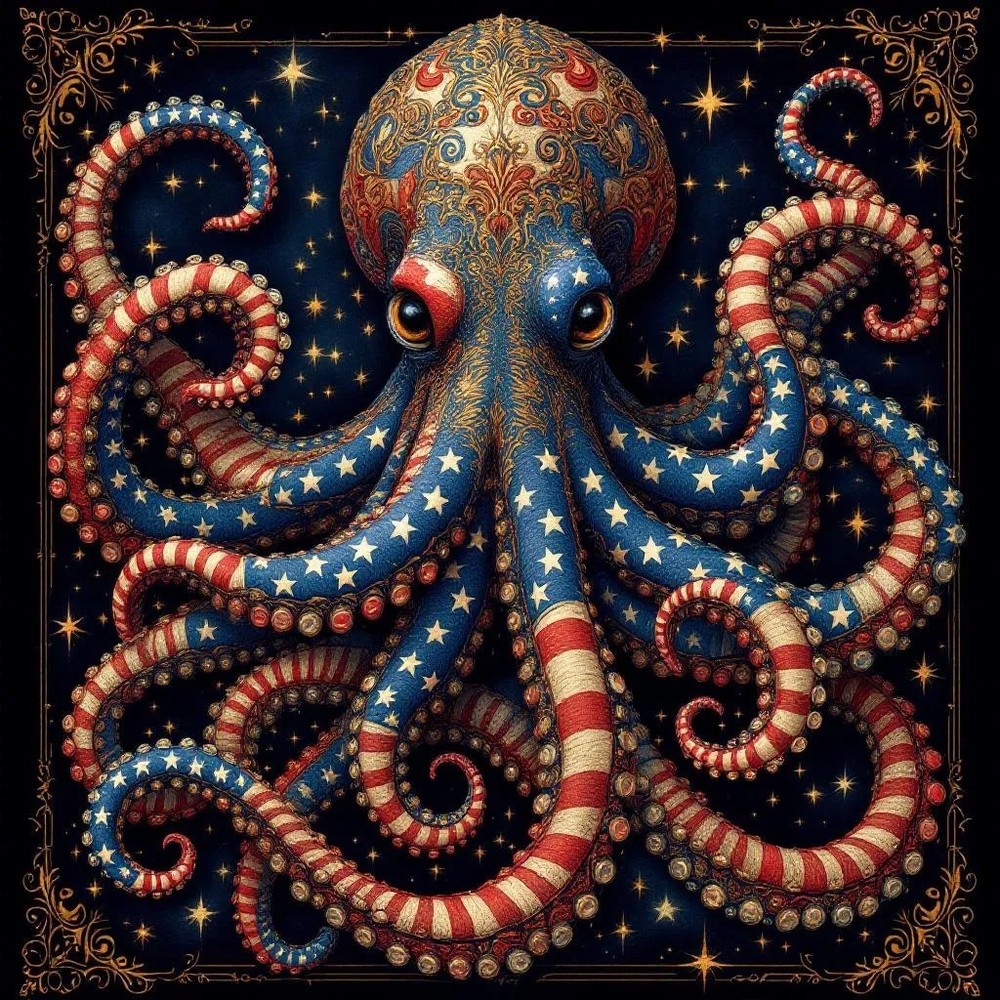Patriotic Octopus Beautiful Digital Art Transparent Download PNG File