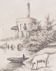 Architectural Print Aluminum Board Etching Vintage Nature Scene Landscape Cows