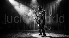 Vintage Jazz Saxophone Player Digital Print Black White Music Studio Wall Art HD