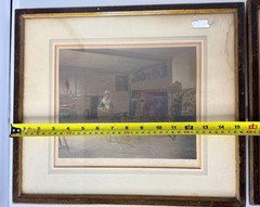 Wallace Nutting Hand Tinted Photo Art of Colonial Style Women at Home