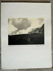 23x17cm on 42x32cm Beautiful Barite Photo Circa 1930 Mountains Signed Photo