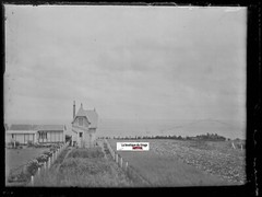 Villa, Ocean, Landscape, Plate Glass Photo Antique, Negative Black & White