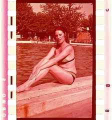 LOT 3x, pretty girl w amazing eyes, bikini, swimsuit, vintage fine art slide,