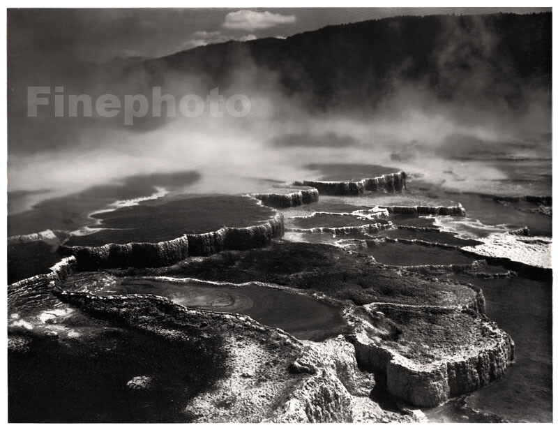 1949 Original ANSEL ADAMS Yellowstone Mammoth Hot Springs KROMEKOTE Photo Art