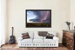 Photography Print – Supercell Thunderstorm and Lightning Bolt in New Mexico