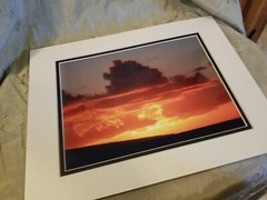 Maui Hawaiian Fiery Orange Sunset Matted Photograph by Joe Harden 2004