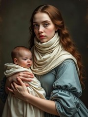 A3 Photo Mother Child Tenderness Artistic Glossy Paper Decor -146