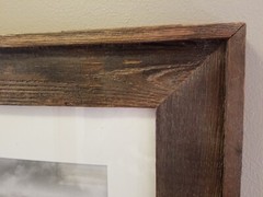 Rustic Hand Made Reclaimed Barnwood Framed Photograph of Vineyard in Winter