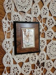 Miniature 3D Art Work Of A House In A Mountainous Scene W/silver & Gold Accents.