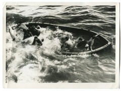 Old Photo Sailors in Sinking Ship, 1950s, 12x17cm