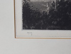 HERBERT BAIRSTOW-British -Hand Signed Bromoil Transfer Print-Gandria View-RARE