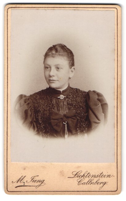 Photograph M. Jung, Lichtenstein-Callnberg, Schulgasse 175, portrait of a young