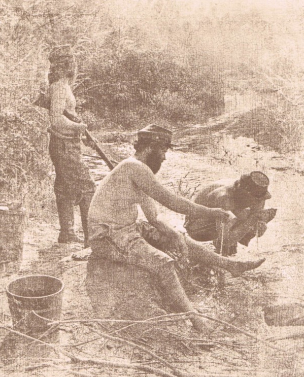 NEWLY FOUND! HENDRICKSON B&W Sepia Photo Print RESTING SOLDIERS IN LAKE 8X10″