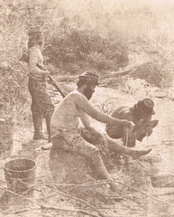 NEWLY FOUND! HENDRICKSON B&W Sepia Photo Print RESTING SOLDIERS IN LAKE 8X10″