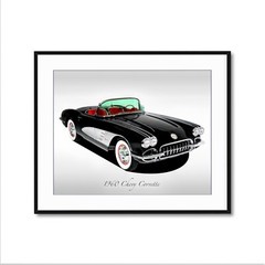 Classic Cars – 1960 Chevrolet Corvette in Black – Print