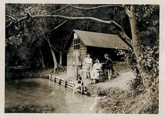 Bathing Swimwear Idyllic Cottage by Forest Pond Dream Vintage Circa 1920