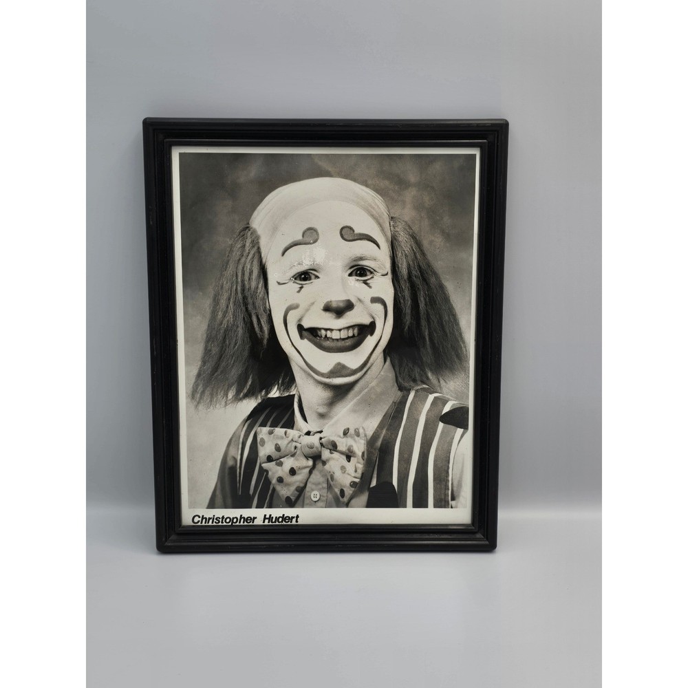 Vintage Framed Photo Christopher Hudert Clown Black and White Daytona Magic