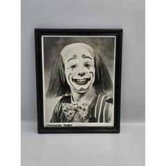 Vintage Framed Photo Christopher Hudert Clown Black and White Daytona Magic
