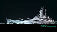 Digital Photo Wallpaper 4K Image Background USS Alabama Battleship at Night