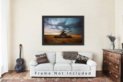 Combine Swather Photography Print: Oklahoma Storm Farm Country Agriculture Photo